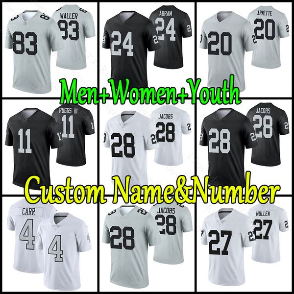 davante adams 28 josh jacobs darren waller football jersey derek carr maxx crosby henry ruggs iii hunter renfrow johnathan abram bo jackson, Black;red
